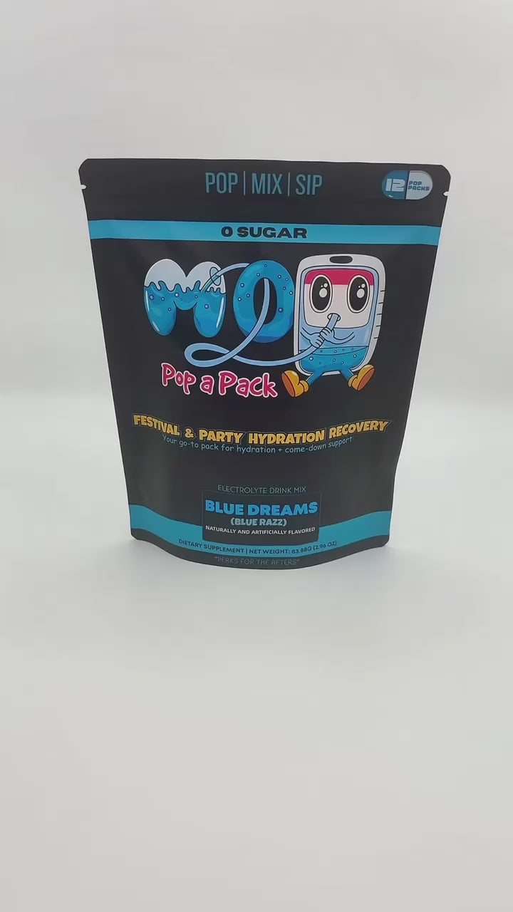 M2O Pop A Pack™ – Blue Dreams Electrolyte Drink Mix (Blue Razz) | Zero Sugar | Hydration & Recovery